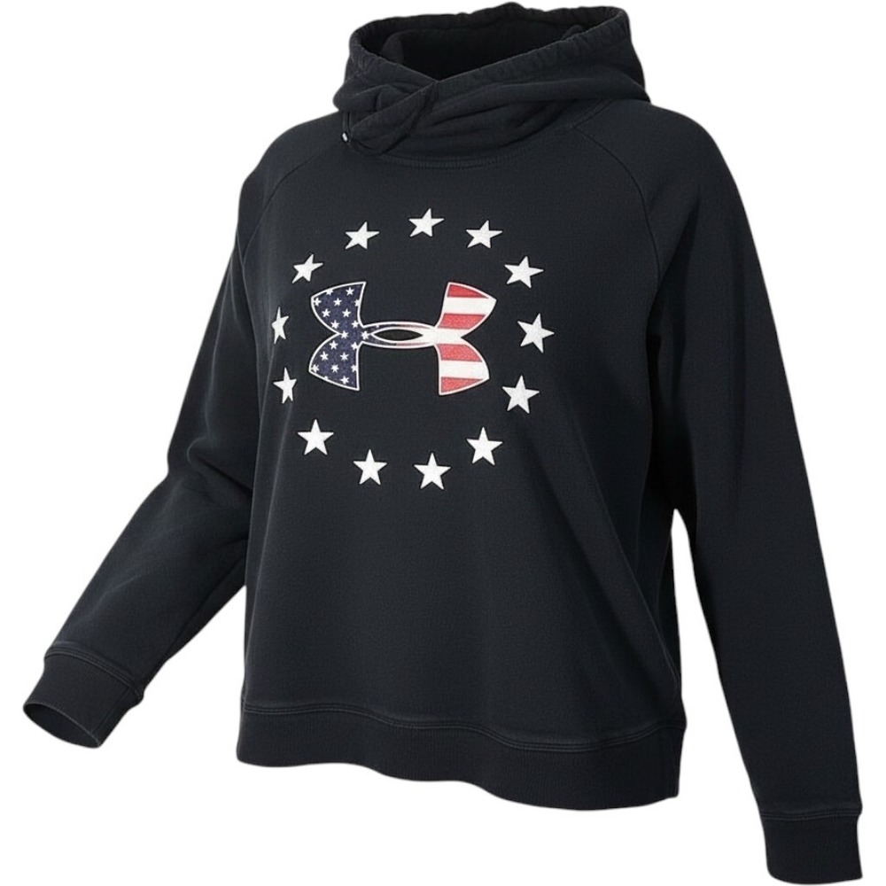 Under Armour Hoodie Mens XL Black Stars and Stripes USA Patriotic Pullover